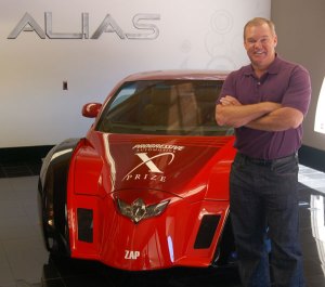 Al Unser Jr. with the ZAP Alias electric car
